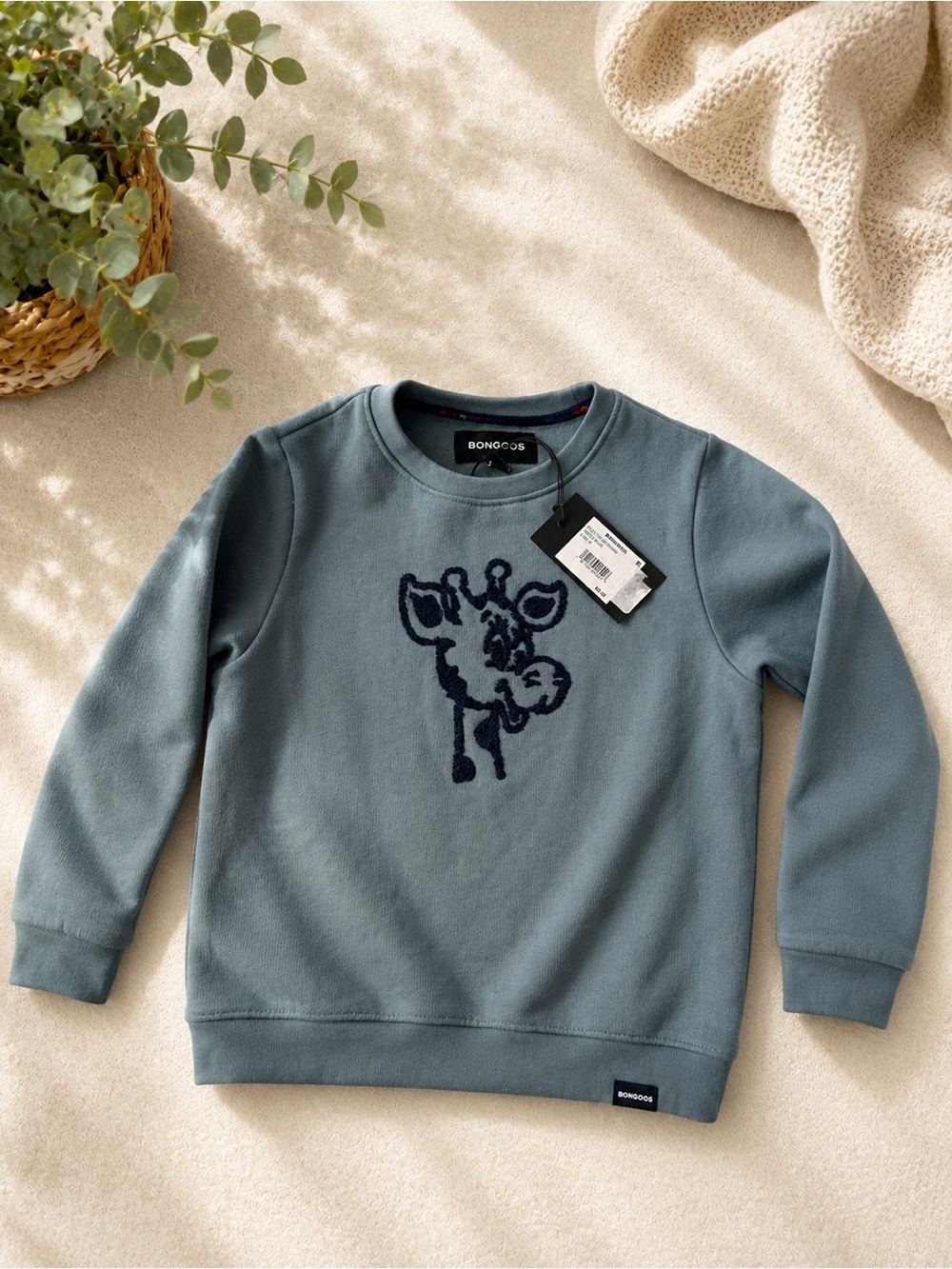 Bonobos Blue-Grey Kids Giraffe Crewneck Sweatshirt